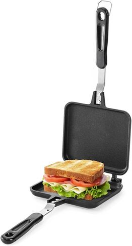 Cididu Hot Sandwich Maker, Sandwich Toaster Gas Stove, Double-sided Non-stick Frying Pan for Bread Cheese Pancake Breakfast, Stovetop Sandwich Grill Press Flip Pan for Camping Home in Saudi Arabia