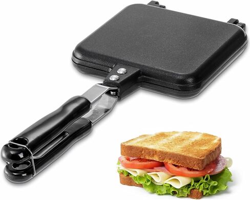 Cididu Hot Sandwich Maker, Sandwich Toaster Gas Stove, Double-sided Non-stick Frying Pan for Bread Cheese Pancake Breakfast, Stovetop Sandwich Grill Press Flip Pan for Camping Home in Saudi Arabia