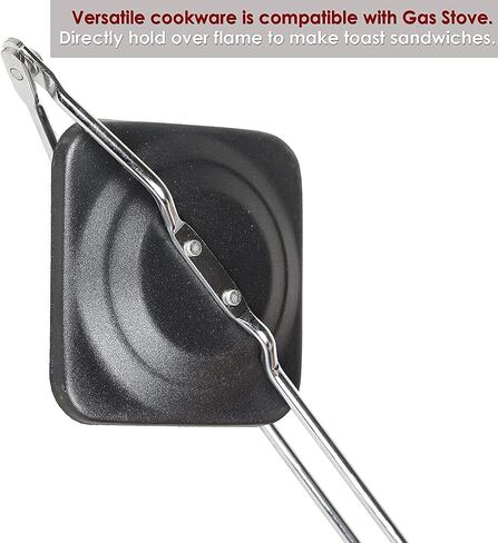 Vaishnavi Creations Manual Sandwich Maker, Gas Sandwich Toaster, Stove top Sandwich Press Toaster - Black, Non-Stick Grilled Sandwich Toaster with Handle, Length - 15, Width - 4.5, Height- 2 Inches in Saudi Arabia