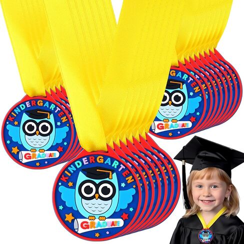 Remuuly 60 Pcs Kindergarten Graduation Medals for Kids Bulk 2 Inch Graduation Award Medals with Yellow Neck Ribbon Rubber Preschool Kindergarten Awards for Graduating Gifts Favors in Saudi Arabia