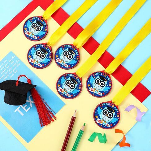 Remuuly 60 Pcs Kindergarten Graduation Medals for Kids Bulk 2 Inch Graduation Award Medals with Yellow Neck Ribbon Rubber Preschool Kindergarten Awards for Graduating Gifts Favors in Saudi Arabia