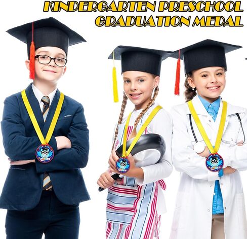 Remuuly 60 Pcs Kindergarten Graduation Medals for Kids Bulk 2 Inch Graduation Award Medals with Yellow Neck Ribbon Rubber Preschool Kindergarten Awards for Graduating Gifts Favors in Saudi Arabia