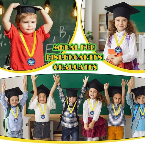 Remuuly 60 Pcs Kindergarten Graduation Medals for Kids Bulk 2 Inch Graduation Award Medals with Yellow Neck Ribbon Rubber Preschool Kindergarten Awards for Graduating Gifts Favors in Saudi Arabia