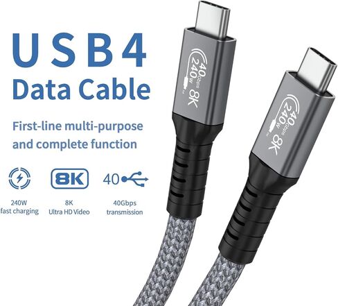 Leehitech USB 4 Short Cable 2 Packs, 1FT 240W Thunderbolt 4 Cable, Support 40Gbps High Speed Data Transfer and 8K Display Video Output for iPhone 15 Pro, iPad, Thunderbolt 4/3 in Saudi Arabia
