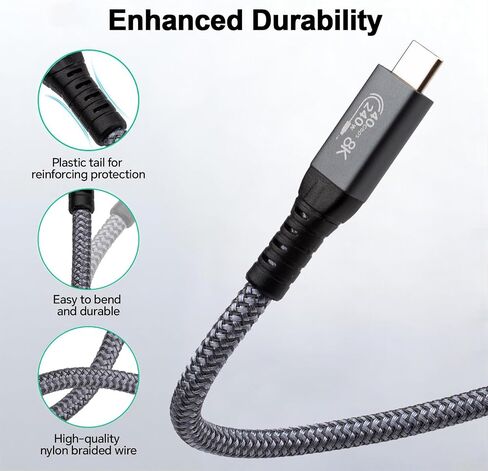 Leehitech USB 4 Short Cable 2 Packs, 1FT 240W Thunderbolt 4 Cable, Support 40Gbps High Speed Data Transfer and 8K Display Video Output for iPhone 15 Pro, iPad, Thunderbolt 4/3 in Saudi Arabia