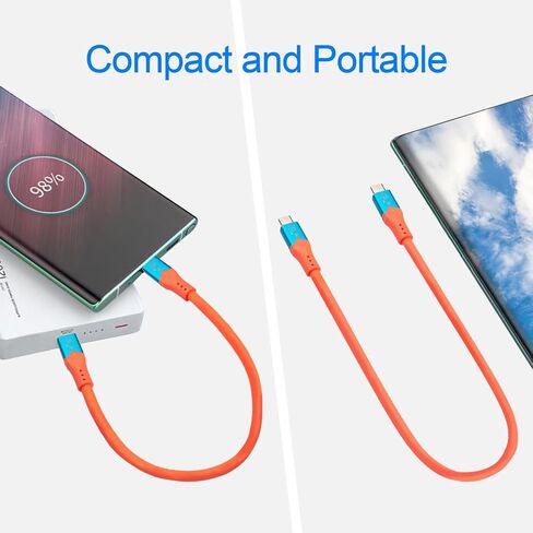 Leehitech USB 4 Short Cable 2 Packs, 1FT 240W Thunderbolt 4 Cable, Support 40Gbps High Speed Data Transfer and 8K Display Video Output for iPhone 15 Pro, iPad, Thunderbolt 4/3 in Saudi Arabia