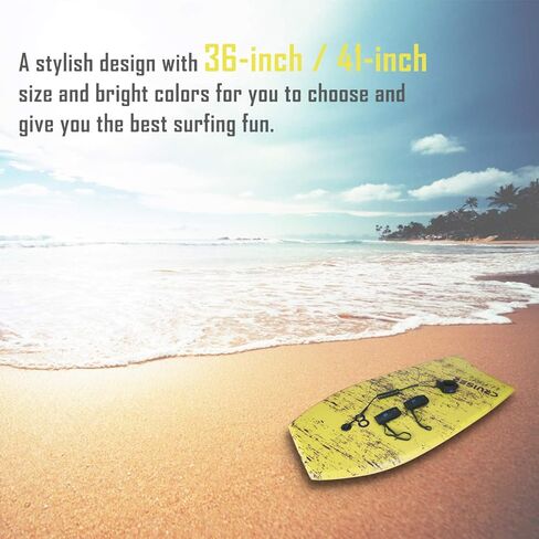WOOWAVE Bodyboard 33 بوصة/36 بوصة/41 بوصة لوح جسم خفيف الوزن للغاية مع مقود معصم ملفوف، وحبال زعانف السباحة، وجزء سفلي من EPS، مثالي لركوب الأمواج للأطفال والمراهقين والبالغين in Kuwait