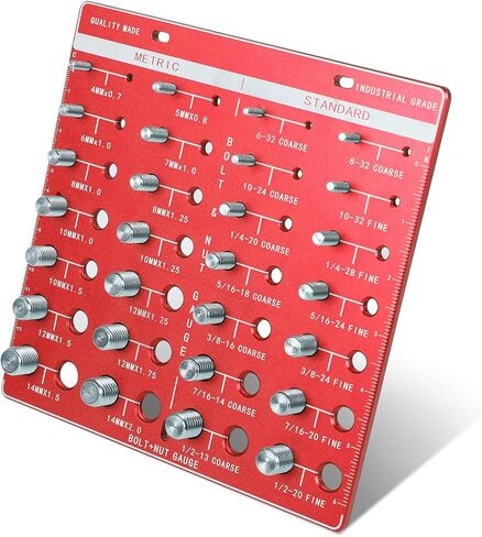 Sendoger Square Thread Checker, Nut and Bolt Thread Checker, Bolt Size and Thread Identifier Gauge，with 28 (14 Standard & 14 Metric) Bolt and Nut Gauge (Blue) in Saudi Arabia