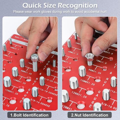 Sendoger Square Thread Checker, Nut and Bolt Thread Checker, Bolt Size and Thread Identifier Gauge，with 28 (14 Standard & 14 Metric) Bolt and Nut Gauge (Blue) in Saudi Arabia