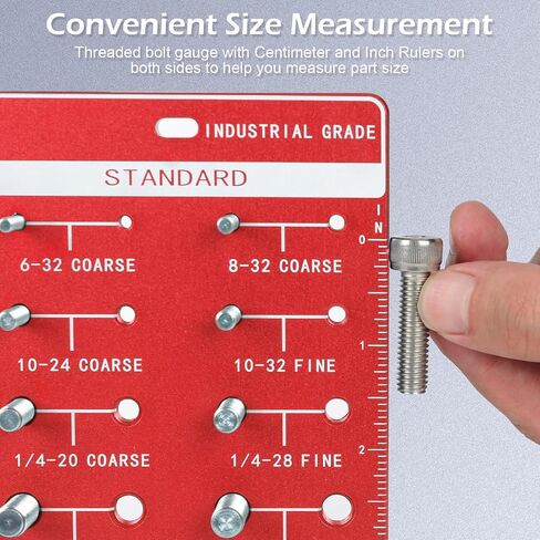 Sendoger Square Thread Checker, Nut and Bolt Thread Checker, Bolt Size and Thread Identifier Gauge，with 28 (14 Standard & 14 Metric) Bolt and Nut Gauge (Blue) in Saudi Arabia