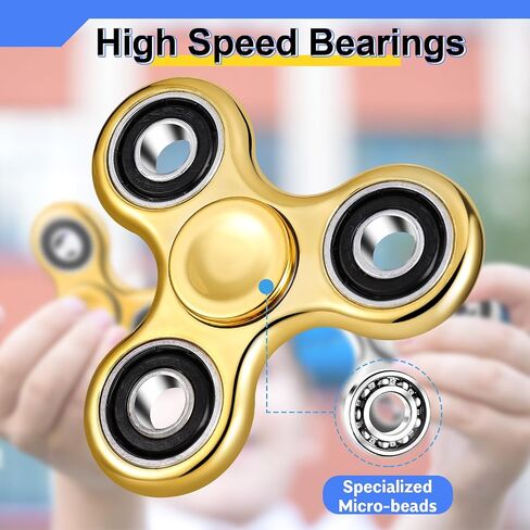 Fidget Spinner 2 Pack, Stress Anxiety Relief Sensory Fidget Toys for Kids Adults, Cool Electroplated Fidget Spinners for ADHD Autism Birthday Gifts Easter Basket Stuffers Classroom Prizes for Boy Girl in Saudi Arabia