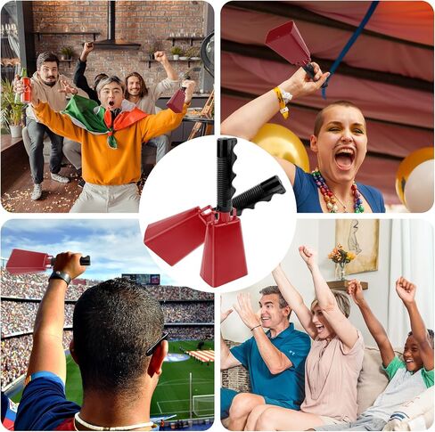 6 Pack 10 inch Cow Bell with Handle Cowbells, Red Noise Maker Cowbell Cheering Bell Sporting Cowbells for Sporting Events in Saudi Arabia