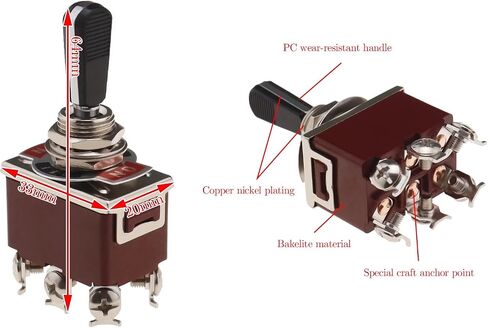 Create idea Momentary Rocker Toggle Switch Black PC Wear-Resistant Handle Electrical Switch 3 Position 6 Pin ON/Off/ON Switch for AC 250V15A/125V20A Circuits Operation TEN-A-6310BK-A203 in Saudi Arabia