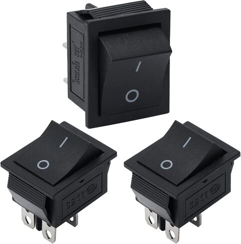 STARELO 3 قطع مفتاح تبديل الروك المربع ON/0FF 2 موضع 4Pin لقارب السيارات AC 250V/16A AC 125/20A مع ضوء LED DPST KCD2-201 (أحمر). in Kuwait