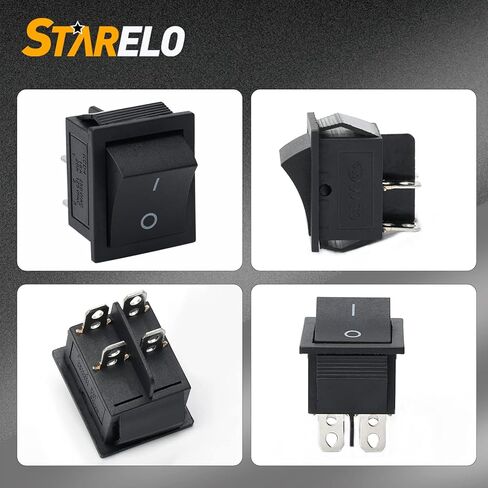 STARELO 3 قطع مفتاح تبديل الروك المربع ON/0FF 2 موضع 4Pin لقارب السيارات AC 250V/16A AC 125/20A مع ضوء LED DPST KCD2-201 (أحمر). in Kuwait
