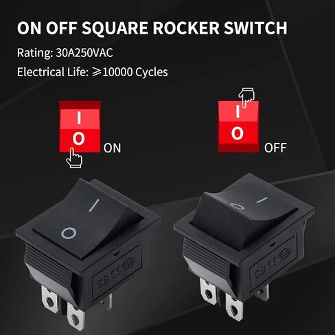 STARELO 3 قطع مفتاح تبديل الروك المربع ON/0FF 2 موضع 4Pin لقارب السيارات AC 250V/16A AC 125/20A مع ضوء LED DPST KCD2-201 (أحمر). in Kuwait