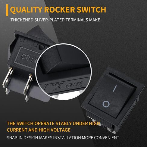 STARELO 3 قطع مفتاح تبديل الروك المربع ON/0FF 2 موضع 4Pin لقارب السيارات AC 250V/16A AC 125/20A مع ضوء LED DPST KCD2-201 (أحمر). in Kuwait
