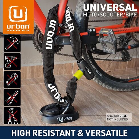 Urban XK100 Bike Chain Lock, Heavy Duty Anti Theft 100cm ø8mm Hardened Steel Chain High Security Lock, More Compact Easier to Carry, Versatile Anti-Theft for Bicycle, Motorcycle or Electric Scooter in Saudi Arabia