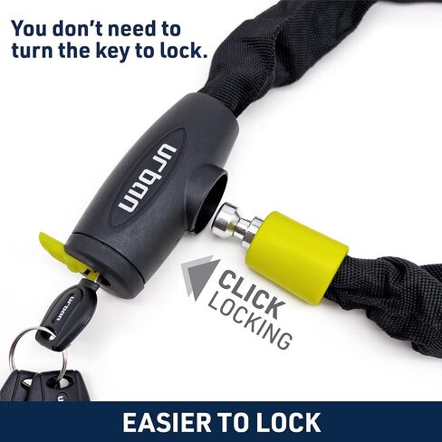 Urban XK100 Bike Chain Lock, Heavy Duty Anti Theft 100cm ø8mm Hardened Steel Chain High Security Lock, More Compact Easier to Carry, Versatile Anti-Theft for Bicycle, Motorcycle or Electric Scooter in Saudi Arabia
