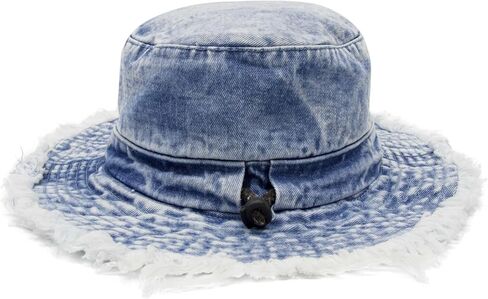 قبعات دلو من الدنيم من YOFARCHOY للنساء، قبعة شمس للاستخدام الخارجي للرجال والنساء، طراز عتيق متعثر، حافة واسعة متوترة in Kuwait