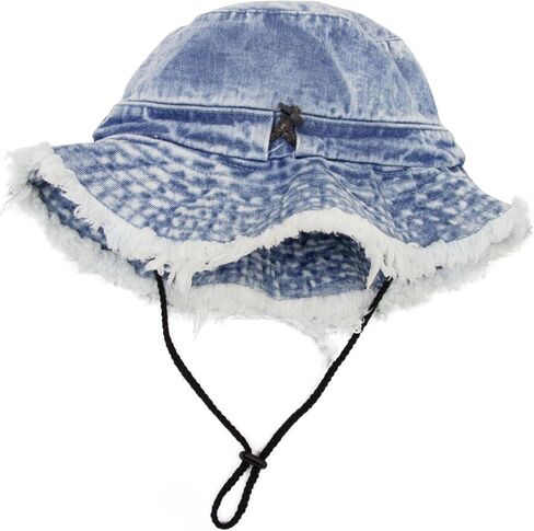 قبعات دلو من الدنيم من YOFARCHOY للنساء، قبعة شمس للاستخدام الخارجي للرجال والنساء، طراز عتيق متعثر، حافة واسعة متوترة in Kuwait