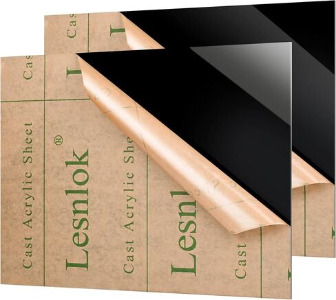 Lesnlok 8 x 12 Black Acrylic Sheet 1/8 inch Thick 3mm 2 Pieces Black Plexiglass Sheet, DIY Materials for Home Decor, Handcraft, Painting, Photography,Switch Panel, Display Stand in Saudi Arabia