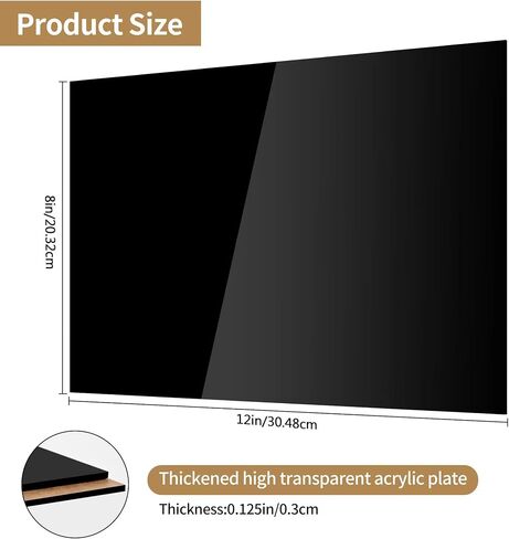 Lesnlok 8 x 12 Black Acrylic Sheet 1/8 inch Thick 3mm 2 Pieces Black Plexiglass Sheet, DIY Materials for Home Decor, Handcraft, Painting, Photography,Switch Panel, Display Stand in Saudi Arabia