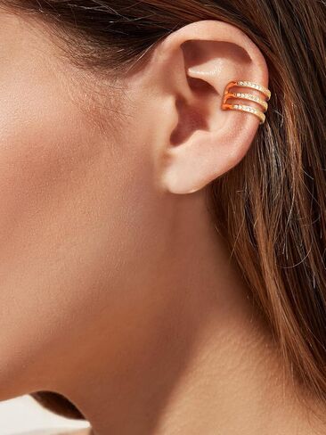 Suplight 925 Sterling Silver Ear Cuff Earrings for Women 22k Gold/White Gold/Black Plated Ear Cuffs Non Piercing, Hypoallergenic Cz Huggie Clip On Cartilage Earring Dainty Jewelry for Women Girls in Saudi Arabia