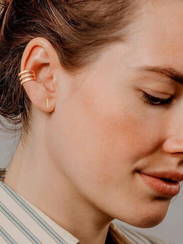 Suplight 925 Sterling Silver Ear Cuff Earrings for Women 22k Gold/White Gold/Black Plated Ear Cuffs Non Piercing, Hypoallergenic Cz Huggie Clip On Cartilage Earring Dainty Jewelry for Women Girls in Saudi Arabia