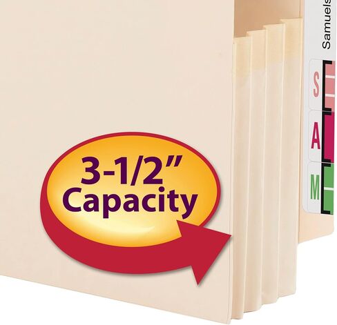 Smead Manila End Tab Letter Size 3 1/2 Inch-Expansion File Pocket with Manila Gussets 25 Count (75124) in Saudi Arabia