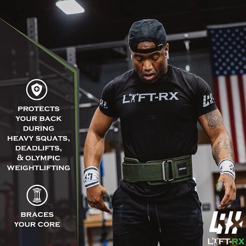 LYFT-RX Weightlifting Belt for Squats, Deadlift, Powerlifting, Olympic Weight Lift, Cross Train, Gym, Workout, 4-inch Wide Fit Nylon Belt, Men/Women, in Black, Pink, or OD Green in Saudi Arabia