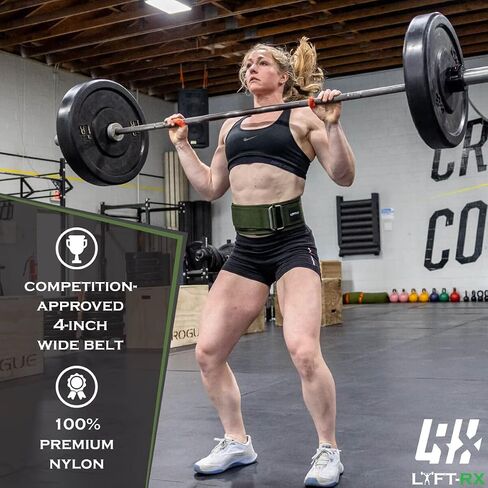 LYFT-RX Weightlifting Belt for Squats, Deadlift, Powerlifting, Olympic Weight Lift, Cross Train, Gym, Workout, 4-inch Wide Fit Nylon Belt, Men/Women, in Black, Pink, or OD Green in Saudi Arabia