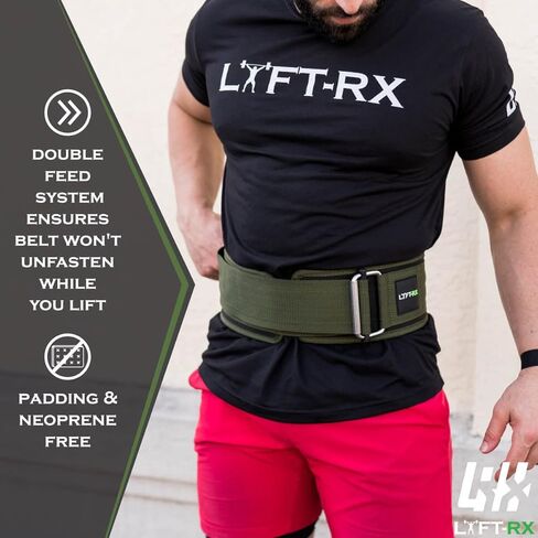 LYFT-RX Weightlifting Belt for Squats, Deadlift, Powerlifting, Olympic Weight Lift, Cross Train, Gym, Workout, 4-inch Wide Fit Nylon Belt, Men/Women, in Black, Pink, or OD Green in Saudi Arabia