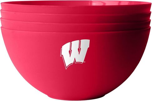 NCAA Wisconsin Badgers Plastic Bowls, 4-Pack, Red in Saudi Arabia
