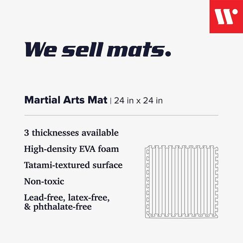 We Sell Mats 1 Inch Thick Martial Arts EVA Foam Exercise Mat, Tatami Pattern, Interlocking Floor Tiles for Home Gym, MMA, Anti-Fatigue Mats, 24 in x 24 in in Kuwait