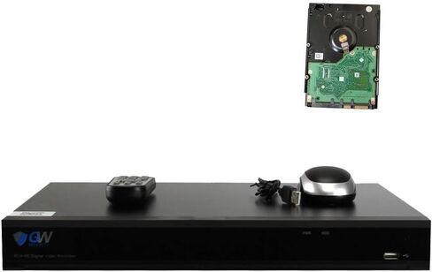 GW Security 16 Channel H.265 4K 2160p HDMI NVR Network Video Recorder, 16CH PoE Port - Compatible with 12MP/ 8MP /5MP 1080P Realtime ONVIF IP Camera (Pre-Installed 4TB HDD, 2X HDD Bay, up to 28TB) in Saudi Arabia