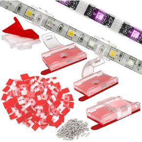 100PCS Mounting Clips for LED Strip Lights with Self-Adhesive Tape + Screws-Light Clips, Ideal Mounting Brackets for 0.47inch/12mm Both Indoor Strip Light and Outdoor Waterproof Light Strips in Saudi Arabia
