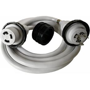 حبال Amp Up Marine & RV 125 فولت 30 أمبير × 50 بوصة سلك تمديد قارب الطاقة البحري، 50 قدم - 21315 in Kuwait