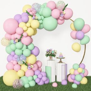 Amandir 144Pcs Pink Balloons Garland Arch Kit Light Pink Gold White Balloons Confetti Latex Metallic Balloons for Girl Birthday Baby Shower Wedding Party Decorations Supplies in Kuwait
