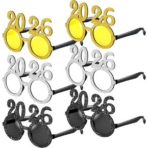 كونوهان 6 ازواج من نظارات ليلة رأس السنة الجديدة 2023، نظارات مرحة لامعة برقم نظارات واقية للصور للاطفال والكبار لوازم الاحتفال بالتخرج تقريبًا 14 سم/ 5.51 انش in Kuwait