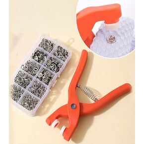 Snap Button Kit with Hand Pressure Pliers, 50 Metal Snap Buttons in Clear Box - for Sewing DIY Crafts, Clothes, Hats, Bags & More - Gift for Crafters & DIY Enthusiasts in Kuwait