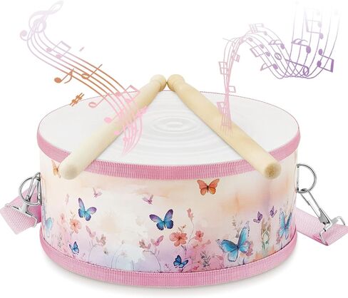 Boao 1 PC Kids Drum Set, 8 Inch Toddler Drum Wooden Toy with Adjustable Strap and 2 Drumsticks, Educational Sensory Musical Instrument for Toddlers Kid Baby Boys Girls Gift(Dinosaur) in Saudi Arabia