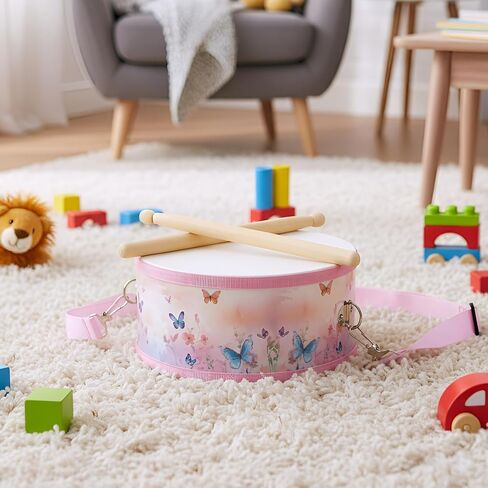 Boao 1 PC Kids Drum Set, 8 Inch Toddler Drum Wooden Toy with Adjustable Strap and 2 Drumsticks, Educational Sensory Musical Instrument for Toddlers Kid Baby Boys Girls Gift(Dinosaur) in Saudi Arabia