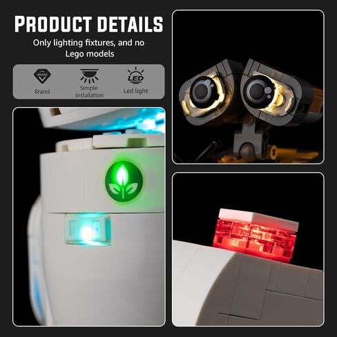 مجموعة إضاءة Nitemode متوافقة مع Lego Pixar Wall-E & EVE 43279، ملحقات إضاءة محسنة قابلة للتعديل (بدون نموذج) in Kuwait