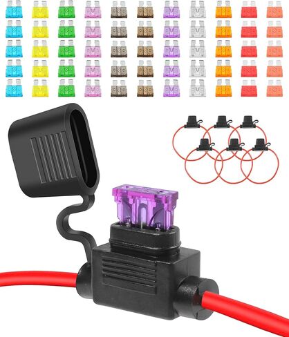 6PCS Automotive Fuse Holder,Waterproof Fuse Holder with 66 Standard Automotive Fuses,Car Accessories,Inline Fuse Holder 12v,Automotive Replacement Fuses,Suitable for Most Cars,Trucks,Boats in Saudi Arabia