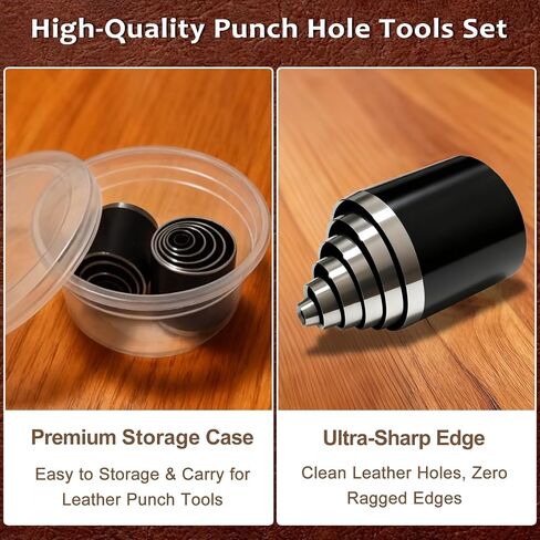 Leather Circle Cutter Tool Set, 13 Pieces Small Circle Punch Tools 1/3/5/7/9/11/13/15/17/19/21/23/25mm, High Carbon Steel Round Cutting Dies - Leather Hole Punch Tool Kit for DIY Leathercrafts in Saudi Arabia