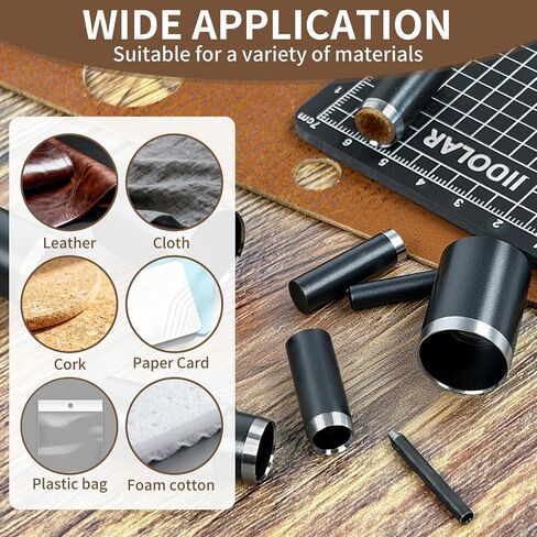 Leather Circle Cutter Tool Set, 13 Pieces Small Circle Punch Tools 1/3/5/7/9/11/13/15/17/19/21/23/25mm, High Carbon Steel Round Cutting Dies - Leather Hole Punch Tool Kit for DIY Leathercrafts in Saudi Arabia