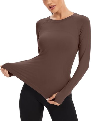 MathCat Workout Shirts for Women Long-Sleeved Athletic Shirt Running Breathable Seamless Yoga Tops in Saudi Arabia