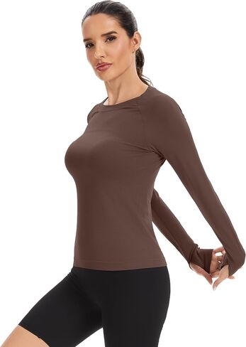 MathCat Workout Shirts for Women Long-Sleeved Athletic Shirt Running Breathable Seamless Yoga Tops in Saudi Arabia