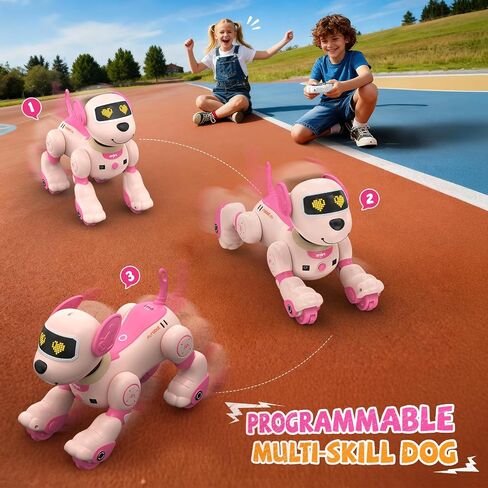 Anysun Robot Dog للأطفال، كلب يعمل بالتحكم عن بعد مع تفاعل صوتي ولمسي، روبوت للكلاب قابل للبرمجة، يغني، يرقص، يتحدث، لعبة روبوت ذكية للكلب هدية للأولاد والبنات in Saudi Arabia